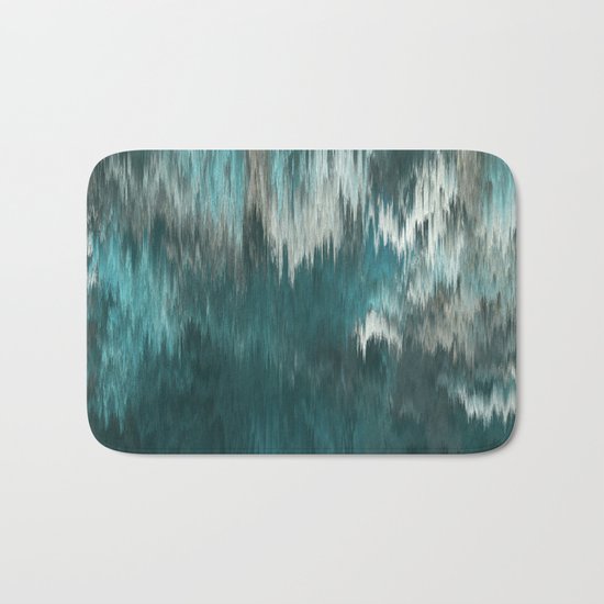 Turquoise and white abstract Bath Mat