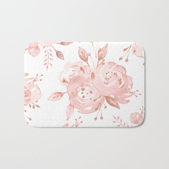 Roses Rose Gold Glitter Pink by Nature Magick Bath Mat