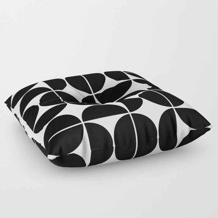 Mid Century Modern Geometric 04 Black Floor Pillow