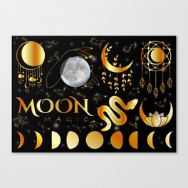 Occult Moon magic mystic elements Canvas Print