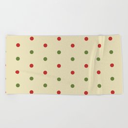 Christmas Pattern Dots Retro Red Green Beach Towel