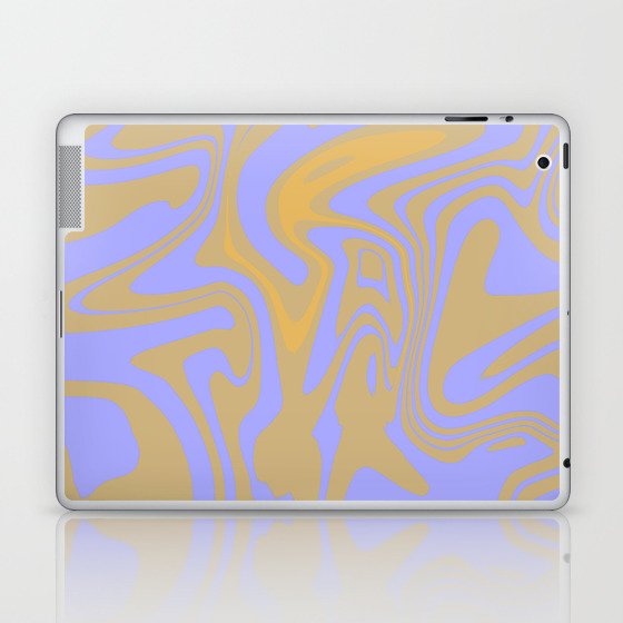 Periwinkle And Mustard Yellow Liquid Marble ,Swirl Abstract Pattern, Laptop & iPad Skin