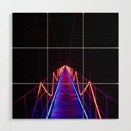 Neon Bridge | Road to nowhere | Path into Darkness | Mystery Pathway | Abstract Wood Wall Art