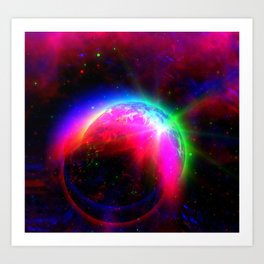 Glitch Illuminated Planet Art Print