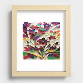 Rainbow Folk Art Flowers  Recessed Framed Print