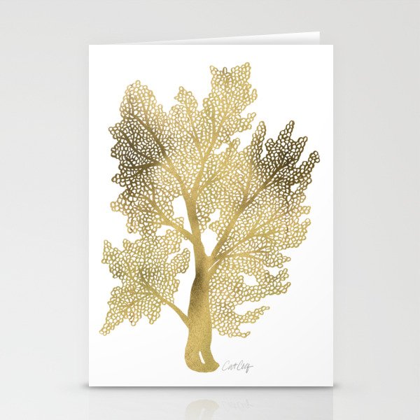 Sea Fan Coral – Gold Stationery Cards