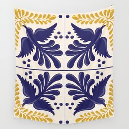 Mexican Talavera with Birds Wall Tapestry