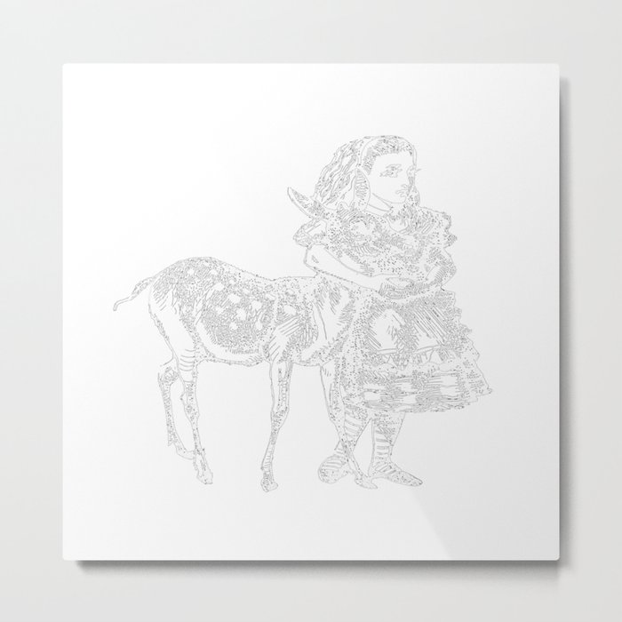 Alice and the Fawn in White with Transparent Background Metal Print