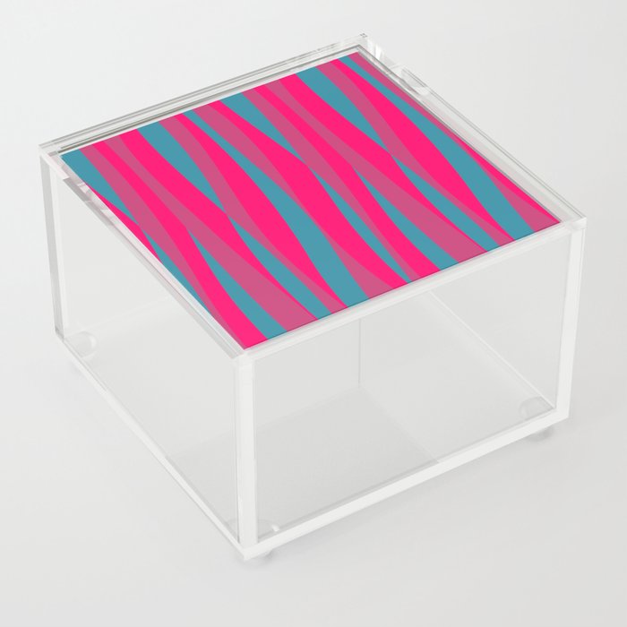 Bold Wavy Hot Pink and Bright Blue Abstract Pattern Acrylic Box