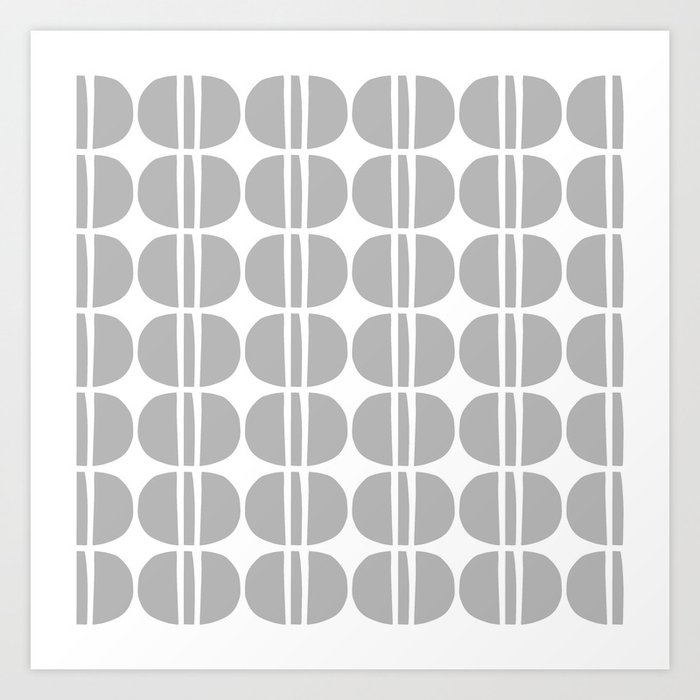 Mid Century Modern Geometric Pattern 160 Winter Gray Art Print
