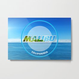 Malibu California Summer Beach Vibes Blue Ocean, Malibu poster landscape version Metal Print | Malibuposter, Ocean, Summerstyle, Photo, Malibu, California, Surfing, Surf, Summervibes, Summerposter 