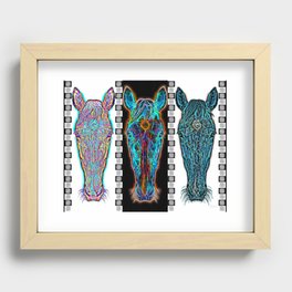 Horse Heads Neon Three Recessed Framed Print
