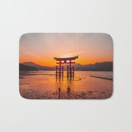 Sunsets on Miyajima Island Bath Mat | Island, Sunset, Tori, Ocean, Cinematic, Japan, Orangesky, Luck, Japanese, Beach 