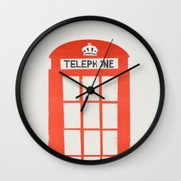Red London Telephone Box Wall Clock