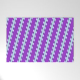 [ Thumbnail: Dark Orchid and Powder Blue Colored Striped/Lined Pattern Welcome Mat ]