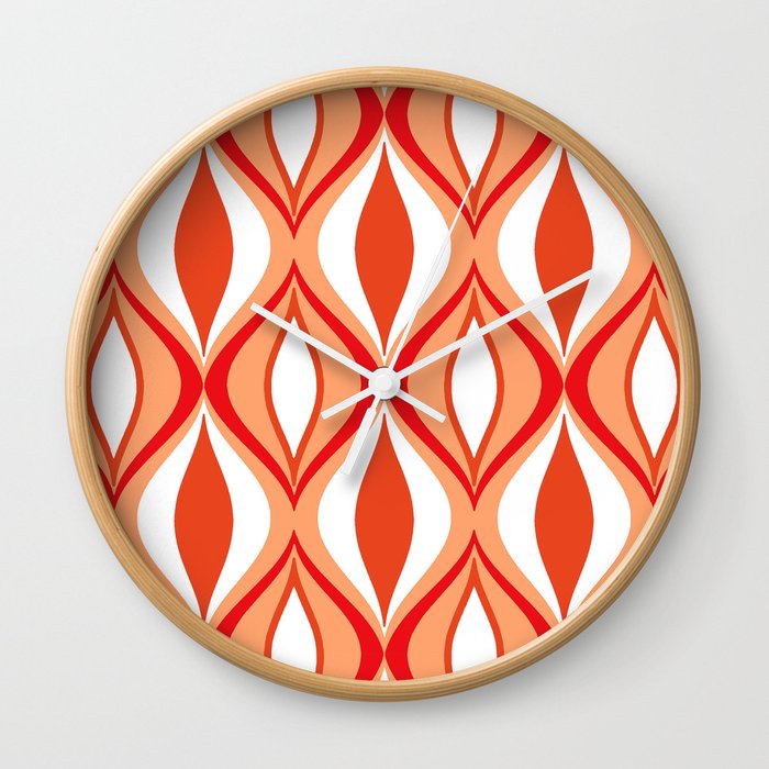 Mid-Century Modern Diamonds, Orange and White Wall Clock