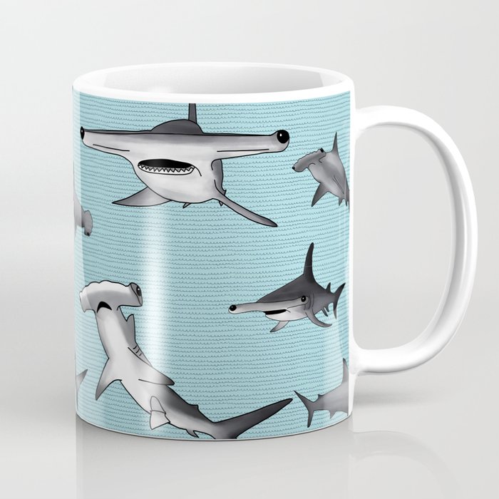 Hammerrhead shark pattern on waterspout blue Coffee Mug