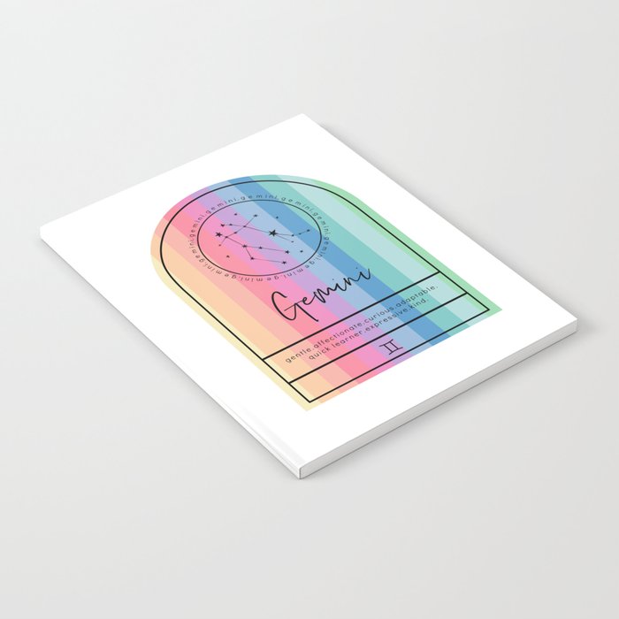 Gemini Zodiac | Rainbow Stripe Notebook