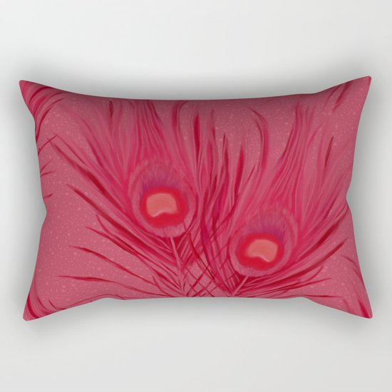 Beautiful Pink Peacock Feathers Pattern Rectangular Pillow