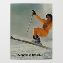 Lange Keep Those Tips Up  Poster | Girls, Retro, Ski, Graphicdesign, Ad, 80S, Skiing, 90S, Lange, Powder 