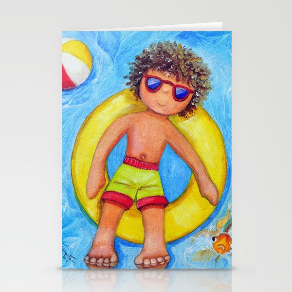 Manu and his swim ring Stationery Cards