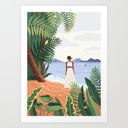 Girl on a Tropical Beach Art Print