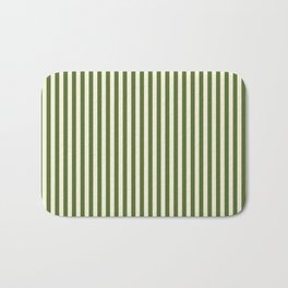 [ Thumbnail: Beige and Dark Olive Green Colored Pattern of Stripes Bath Mat ]