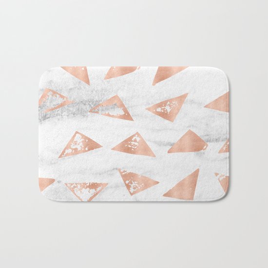 Boho Geometric Rose Gold Marble Bath Mat