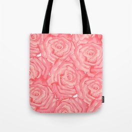 Cute Bed of Pink Roses Pattern Tote Bag