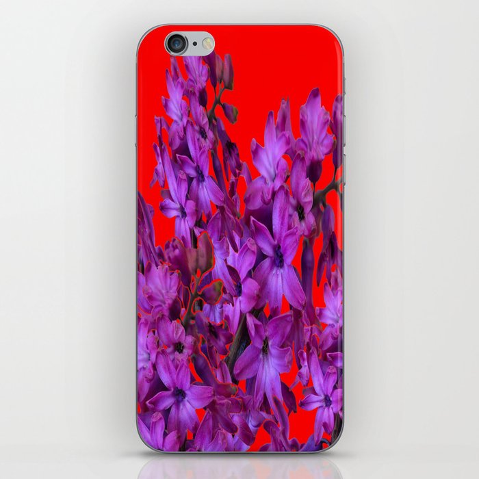 Red Color Design Amethyst Purple Hyacinth Flowers Art iPhone Skin