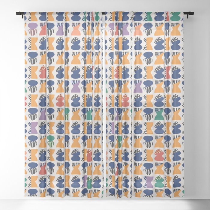 Colorful repeat pattern candy Sheer Curtain