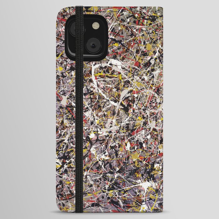 Intergalactic - Jackson Pollock style abstract painting by Rasko iPhone Wallet Case