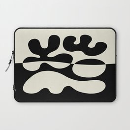 Mid Century Modern Organic Abstraction 235 Black and Ivory White Laptop Sleeve