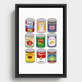 Vintage canned goods with a twist Framed Canvas