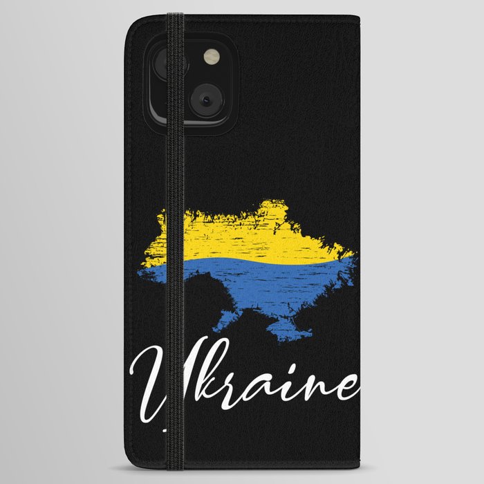 Stop war quote with ukrainian banner iPhone Wallet Case