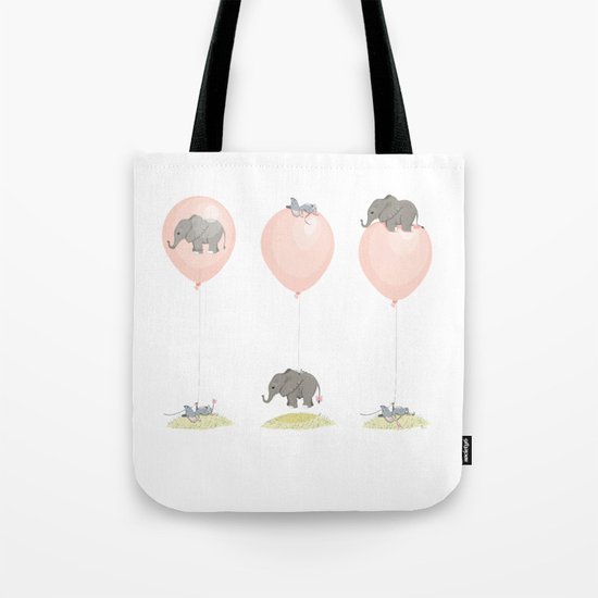 Elephant, globe and mouse Tote Bag