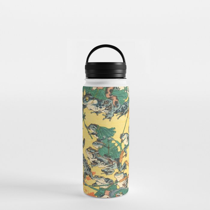 Fashionable Battle Of Frogs By Kawanabe Kyosai 1864 Water Bottle