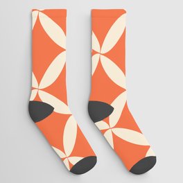 Orange flower of life mid century modern Socks