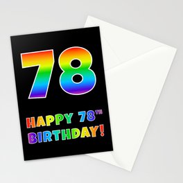 [ Thumbnail: HAPPY 78TH BIRTHDAY - Multicolored Rainbow Spectrum Gradient Stationery Cards ]