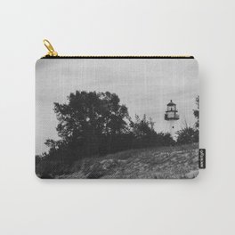 WhiteFish Point Light Station Carry-All Pouch | Lightstation, Photo, Beach, Black And White, Sand, Upperpeninsula, Lighthouse, Michigan, Digital 