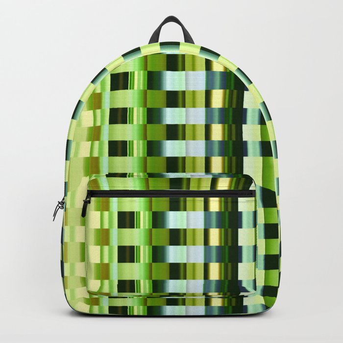 Light Green Geometric Check Pattern Backpack