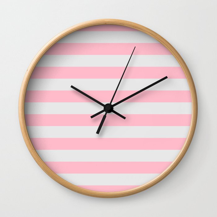 Pink & Gray Stripes Wall Clock