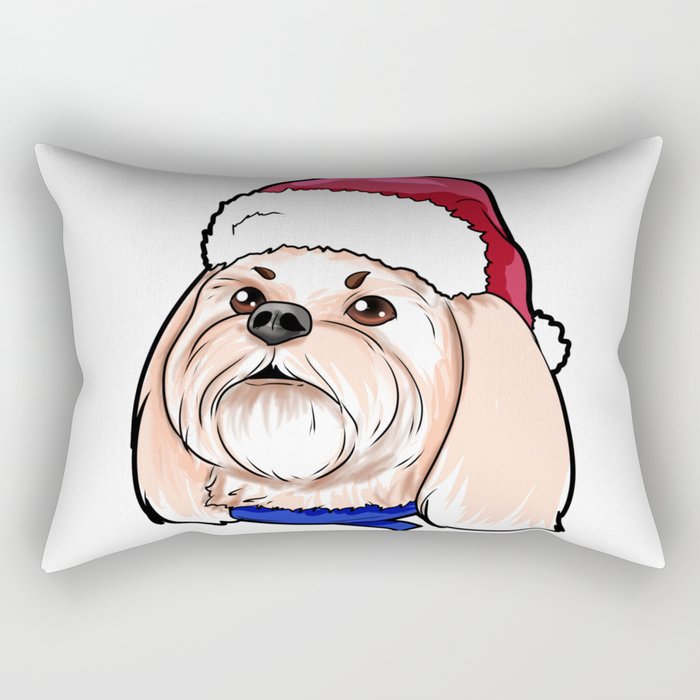Shih Tzu Dog Christmas Hat Present Rectangular Pillow By Moonpie90