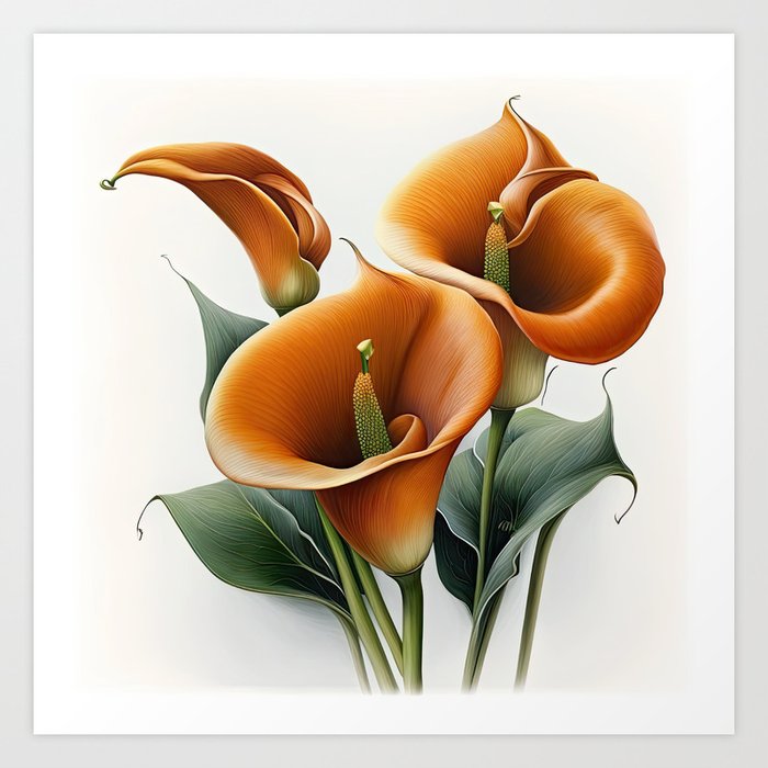 Orange Calla Lilies  Art Print