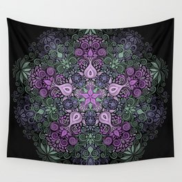 Baroque Garden Purple Green Mandala Wall Tapestry