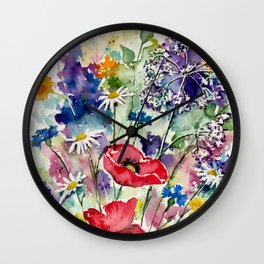 Spring Flowers Watercolour Wall Clock