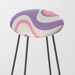 Retro Dream Abstract Swirl Pattern Purple Pink Cream Counter Stool