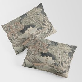 Vintage Japanese Landscape Painting Pillow Sham | Fineart, Art, Bridge, Japan, Decor, Asian, Japanese, Print, Painting, Trees 