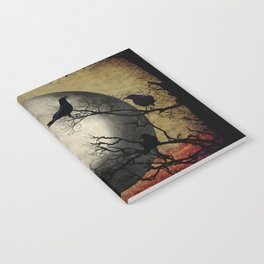 Rustic Black Bird Raven Crow Tree Dark Side of the Moon Gothic Art A169 Notebook