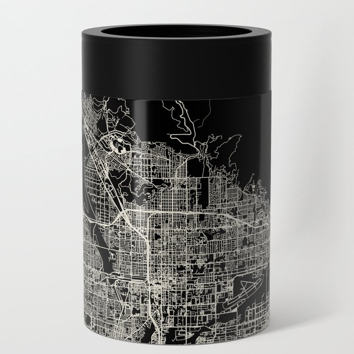 San Bernardino USA - City Map - Black and White Aesthetic Can Cooler